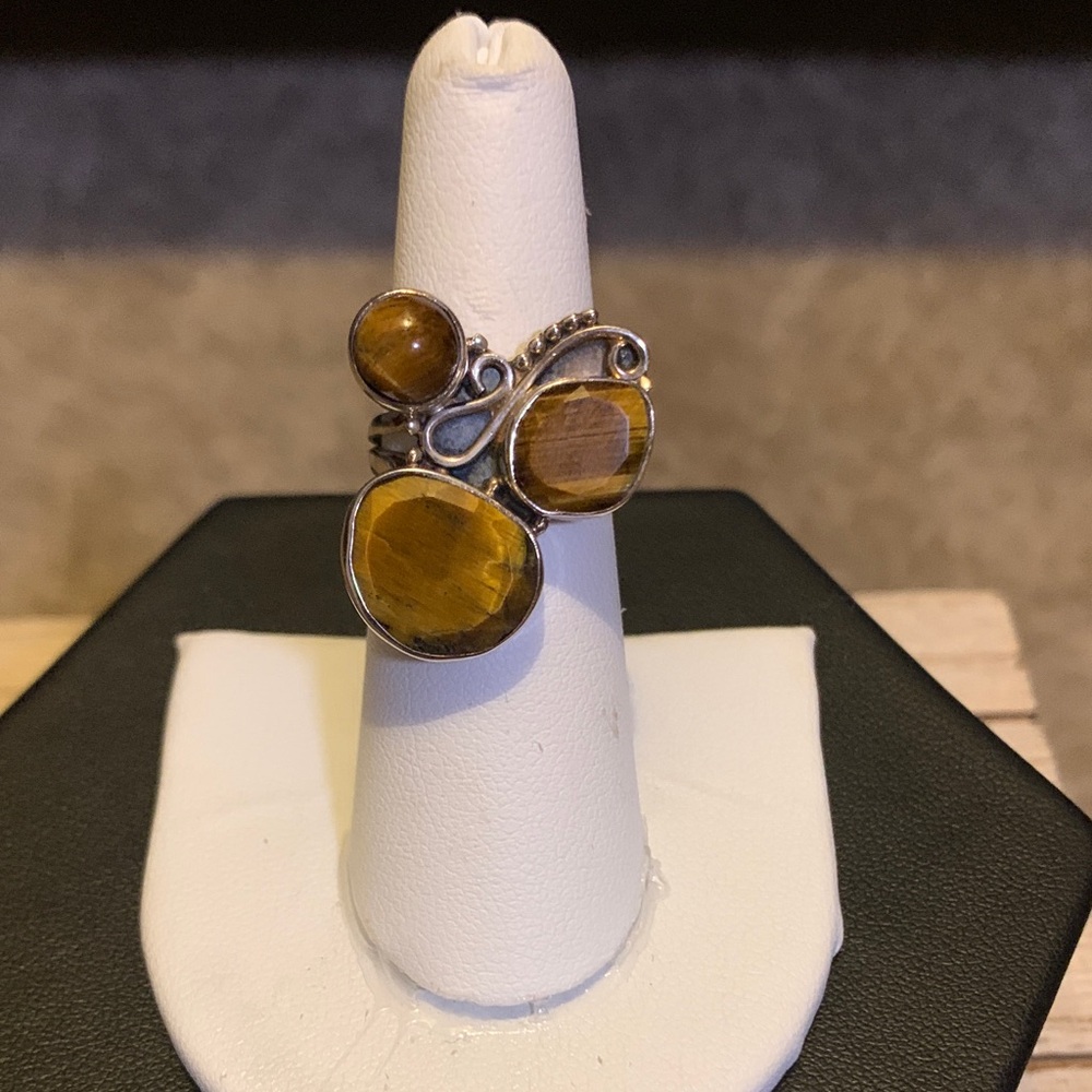 Vintage Native American Handmade Sterling SilverTiger Eye Ring